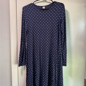 Navy Polka Dot Long Sleeve Dress